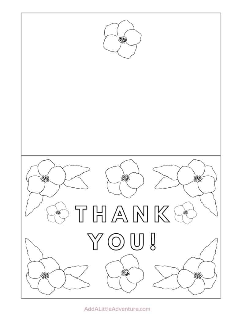 Free Printable Thank You Cards To Color Add A Little Adventure