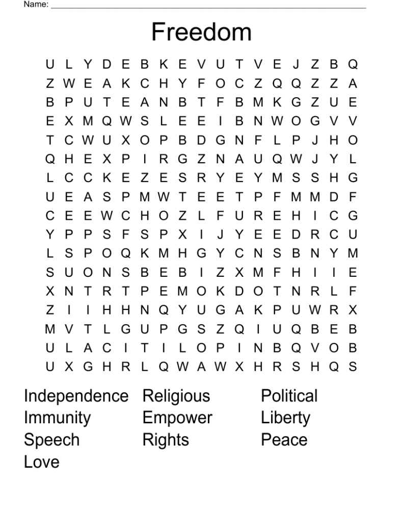 Freedom Word Search WordMint