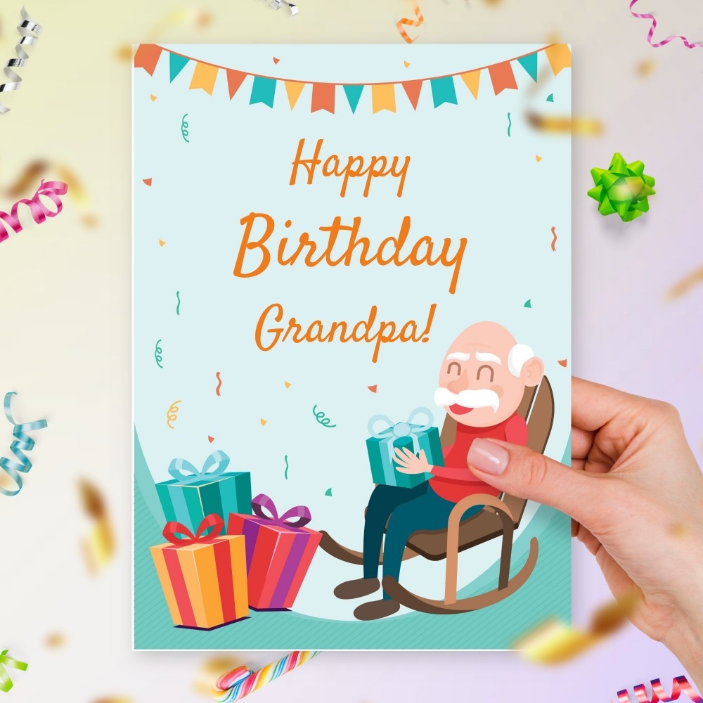 Happy Birthday Card To The Best Grandpa Template Editable Online