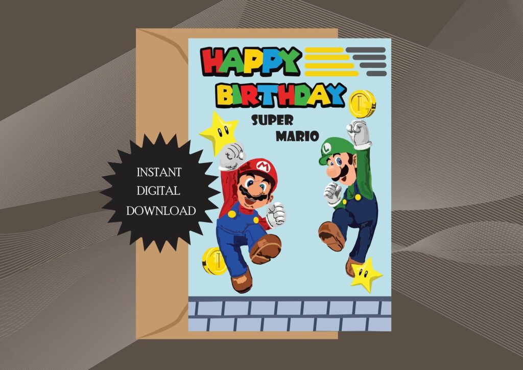 Happy Birthday Super Mario Super Mario Birthday Card Printable Card 