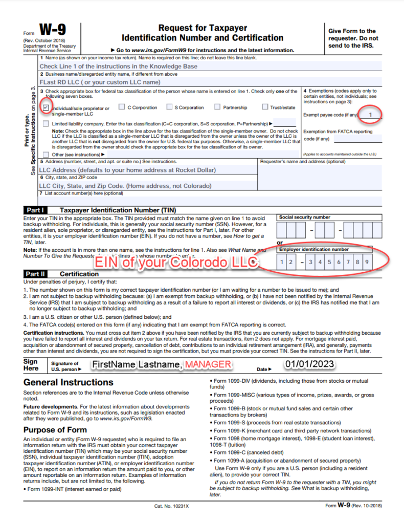 How Do I Fill Out IRS Form W 9 For My IRA LLC Rocket Dollar