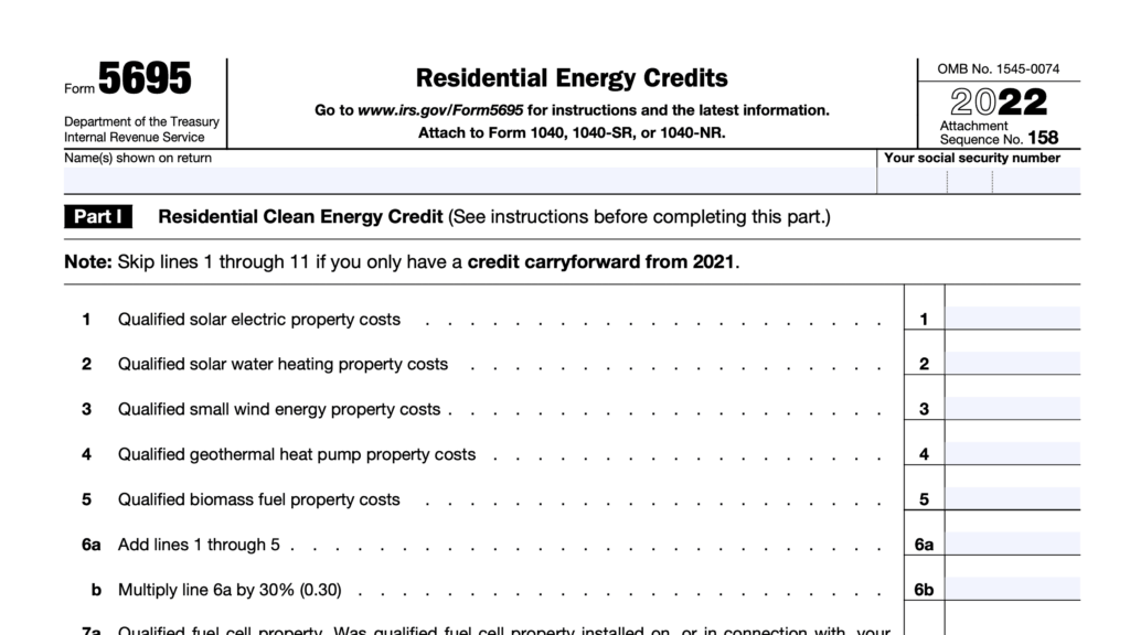 IRS Form 5695 Instructions Residential Energy Credits