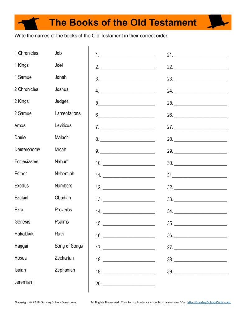 Learning The Books Of The Bible Worksheet