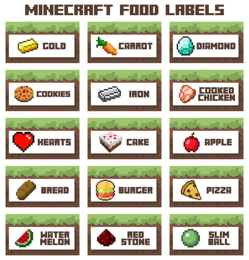 Minecraft Food Labels 10 Free PDF Printables Printablee