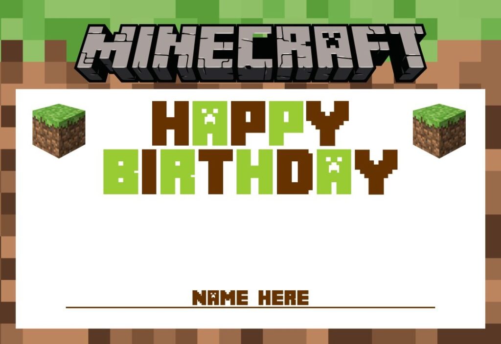 Minecraft Happy Birthday Card 10 Free PDF Printables Printablee