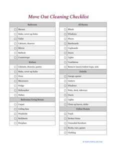 Printable Move Out Cleaning Checklist - We Love Printables