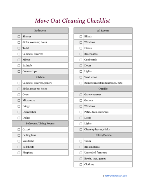Printable Move Out Cleaning Checklist We Love Printables