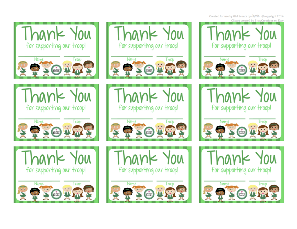 My Fashionable Designs Girl Scouts FREE Printable Thank You Cards