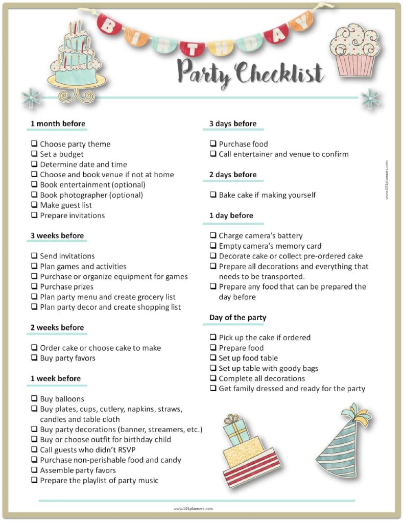 Party Checklist Printable