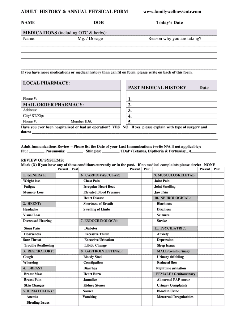 Physical Form Print Printable Forms Free Online