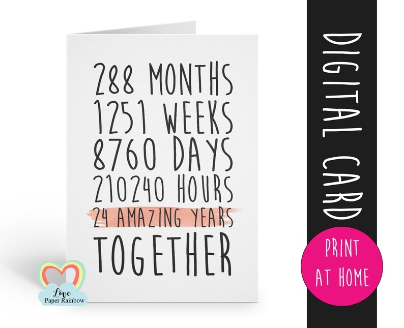 PRINTABLE 24th Anniversary Card 24 Amazing Years Mr And Mrs Etsy