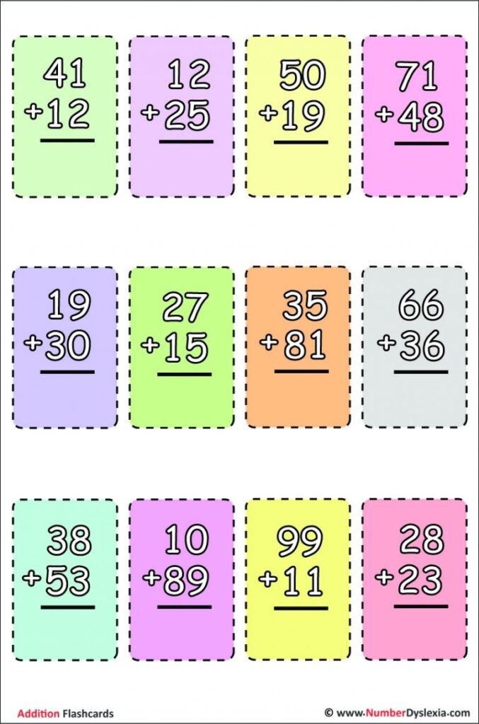 Printable Addition Flash Cards