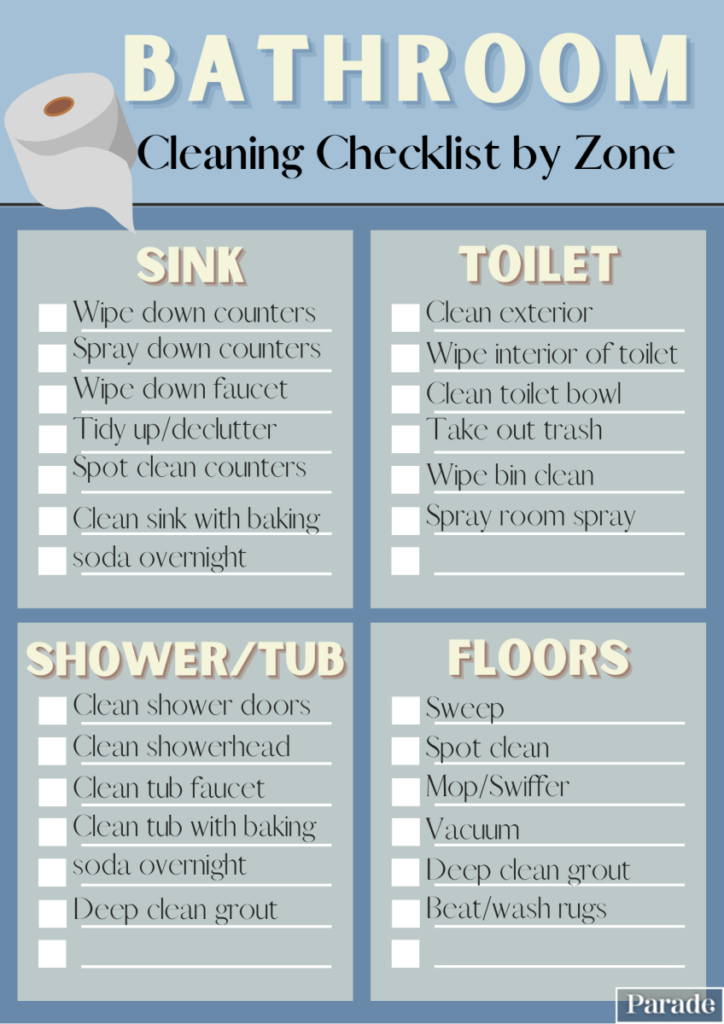 Printable Bathroom Cleaning Checklist Template