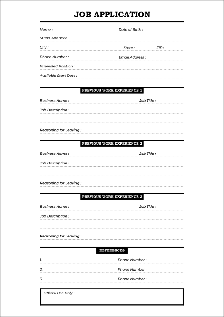 Printable Blank Job Application Form Pdf Printable Forms Free Online