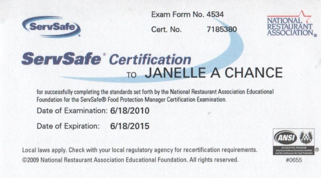 Printable Blank Servsafe Certificate