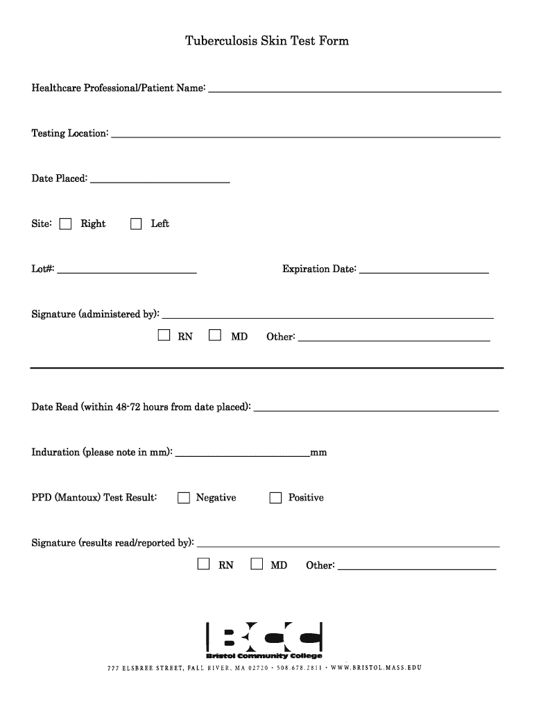 Printable Blank Tb Skin Test Form Template Printable Templates Free