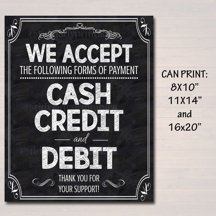 Printable Credit Card Fee Sign