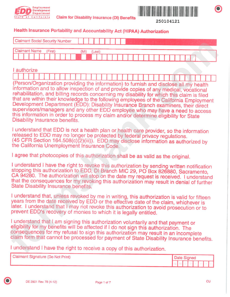 Printable De 2501 Form