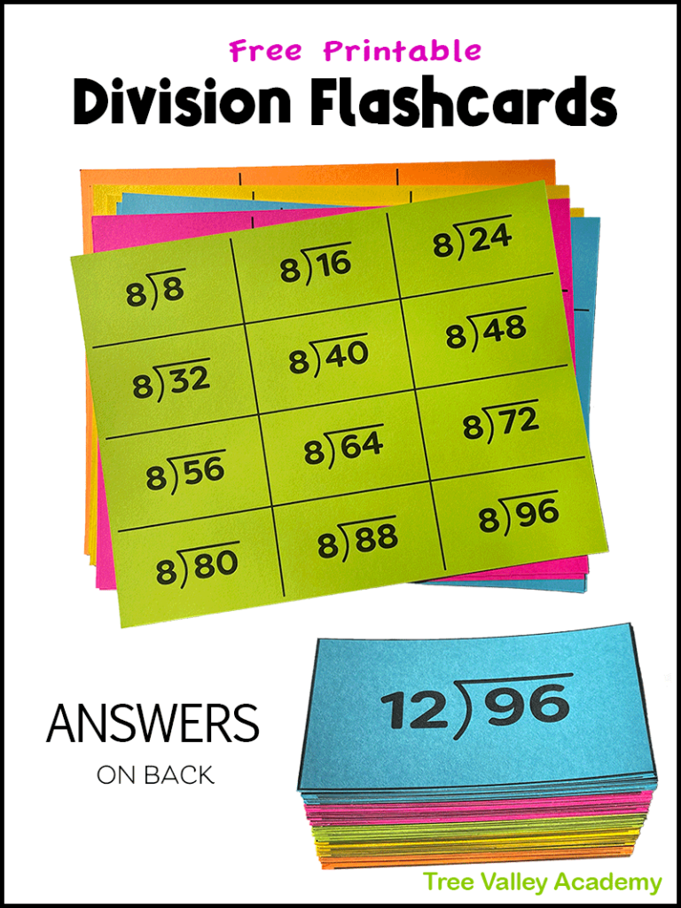 Printable Division Flashcards 0 12 With Answers Division Flash Cards