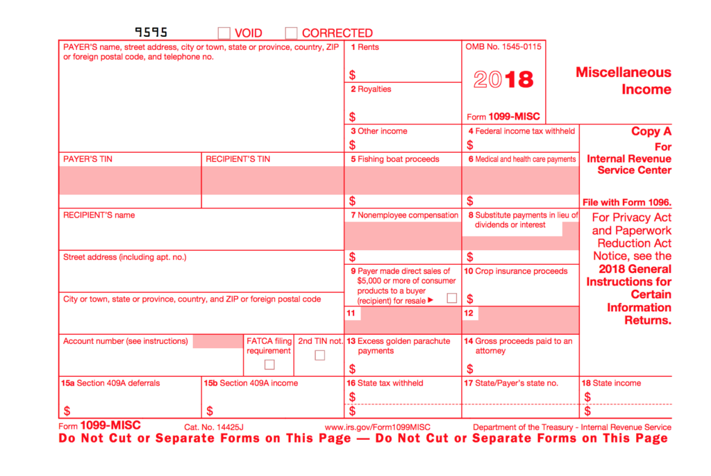 Printable Form 1099 Misc