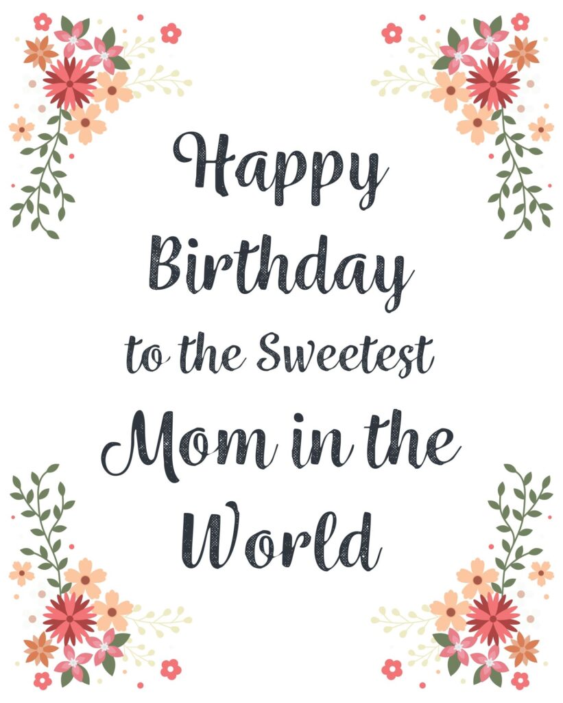 Printable Happy Birthday Mom Cards