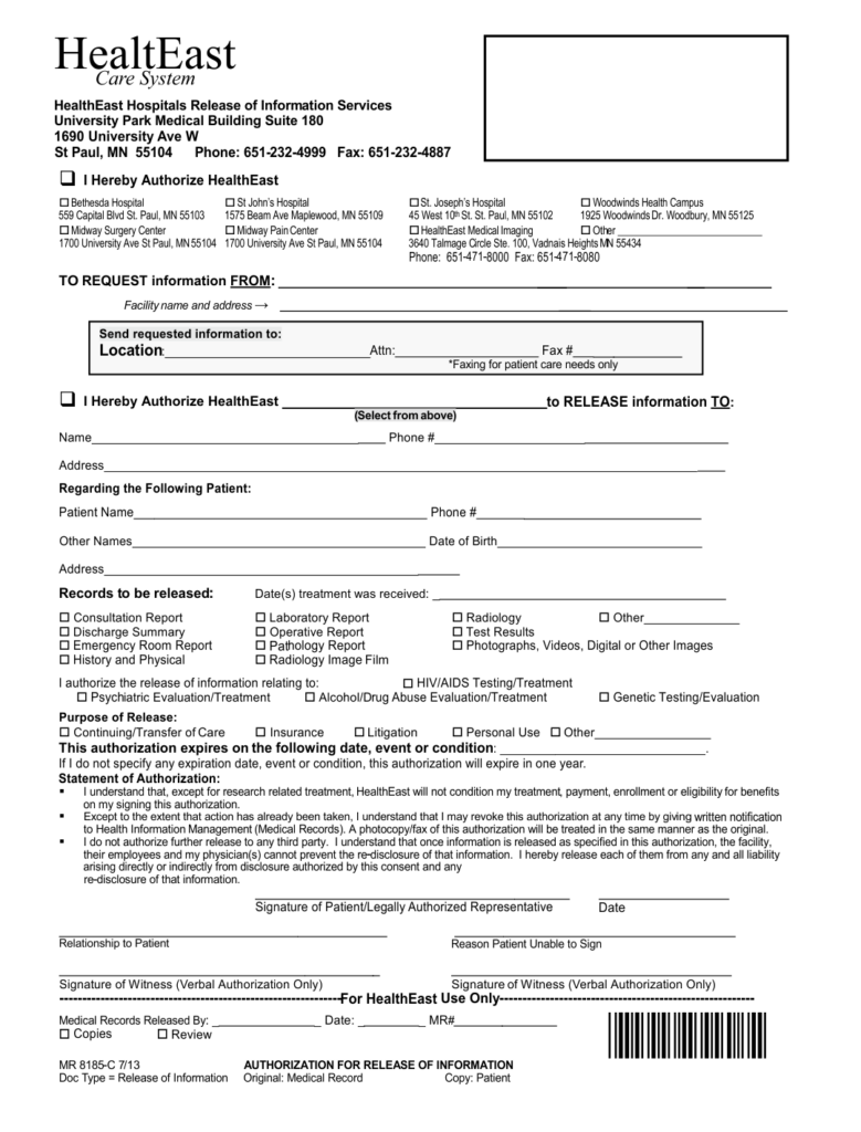 Printable Hospital Discharge Template