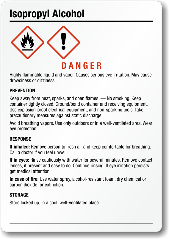 Printable Isopropyl Alcohol Label