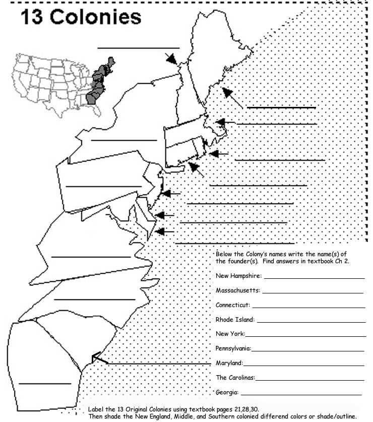 Printable Map 13 Colonies