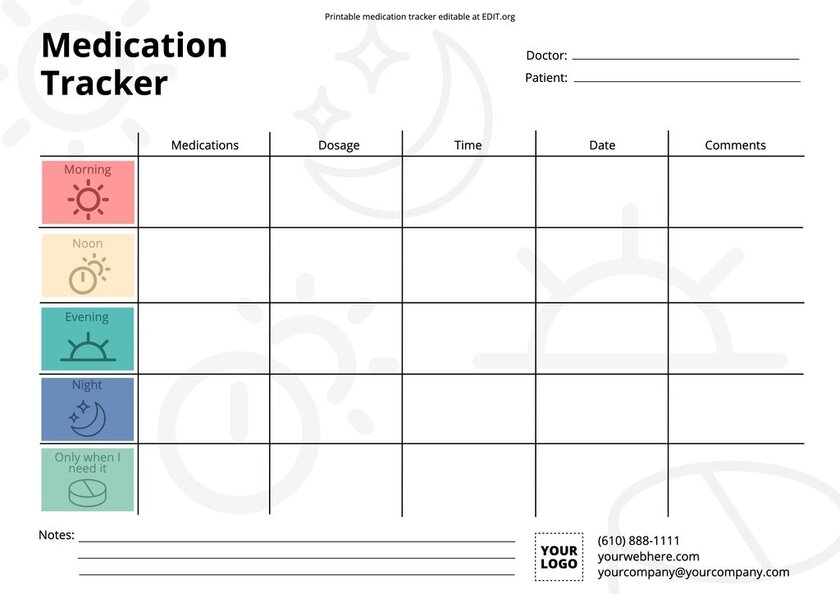 Printable Medication Chart Pdf