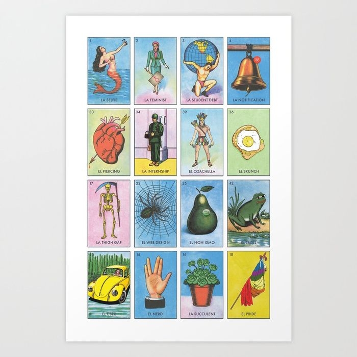 Printable Millennial Loteria Cards