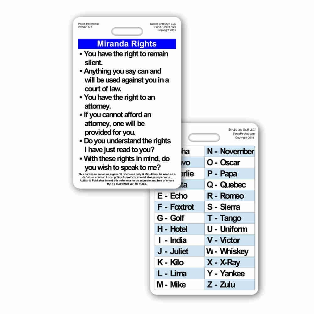 Printable Miranda Warning Card THE SHOOT