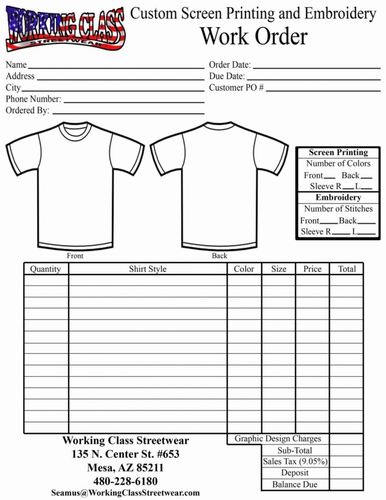 Printable Order Forms For T Shirts Printable Word Searches