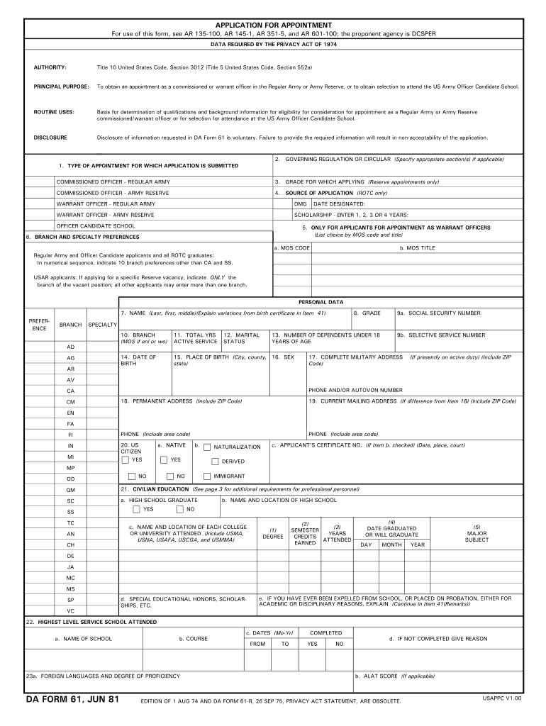 Printable Pt 61 Form