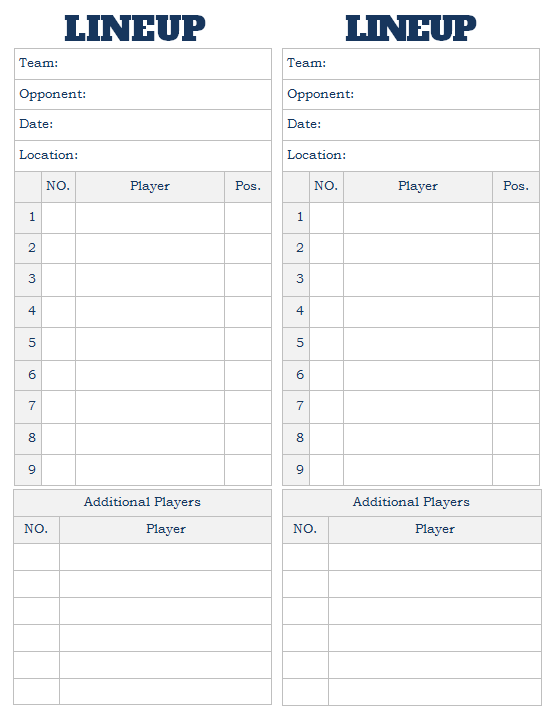 Printable Softball Lineup Card FREE