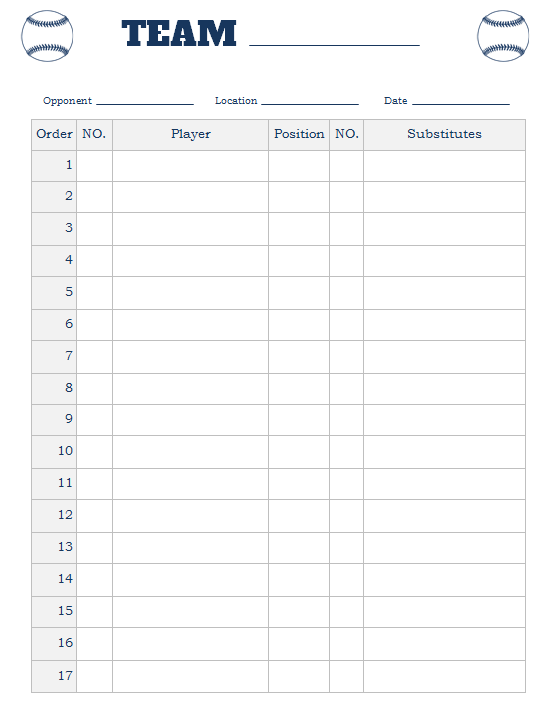 Printable Softball Lineup Card FREE