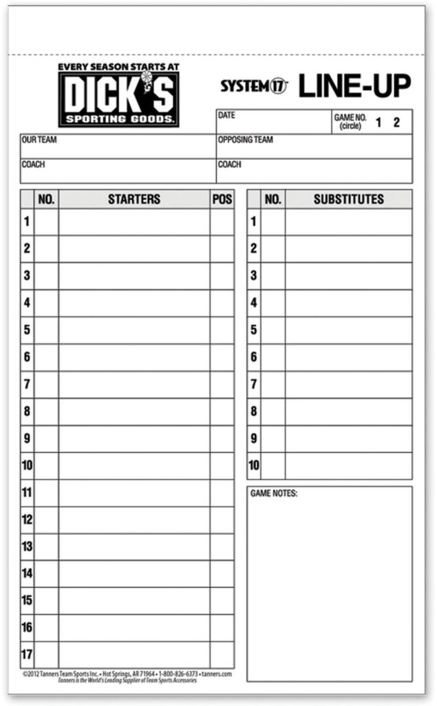 Printable Softball Lineup Cards