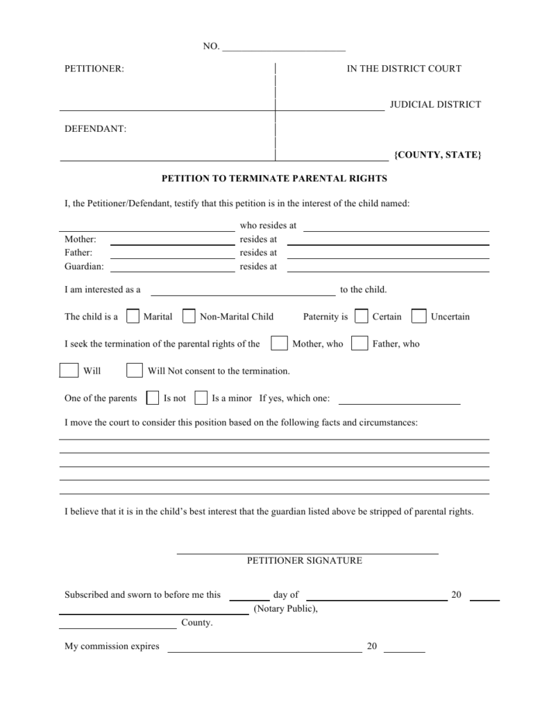 Printable Termination Of Parental Rights Form Georgia