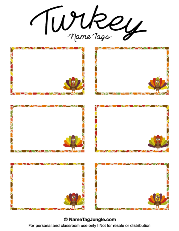 Printable Thanksgiving Name Cards