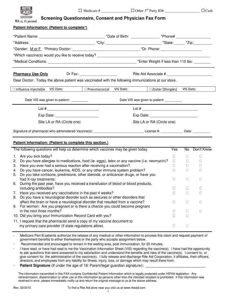 Printable Vaccine Consent Form Fill Out Sign Online DocHub