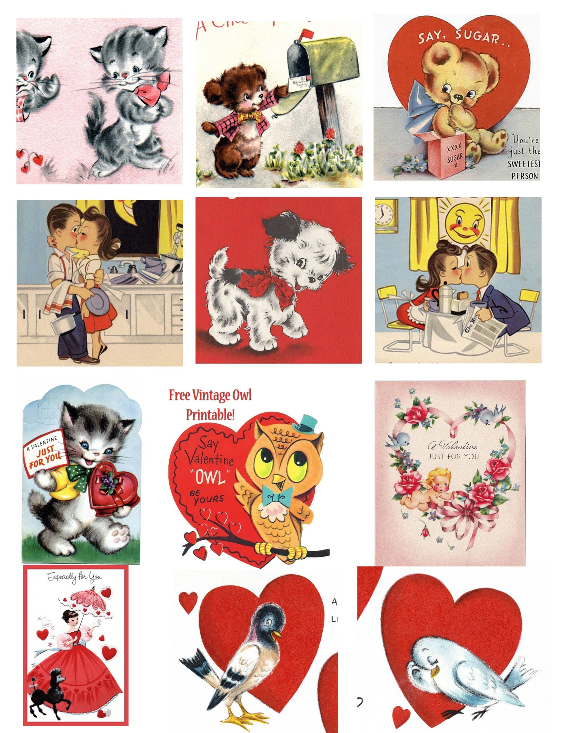 Printable Vintage Valentine Cards