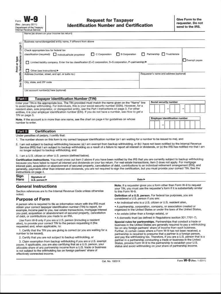 Printable W 9 Form Download