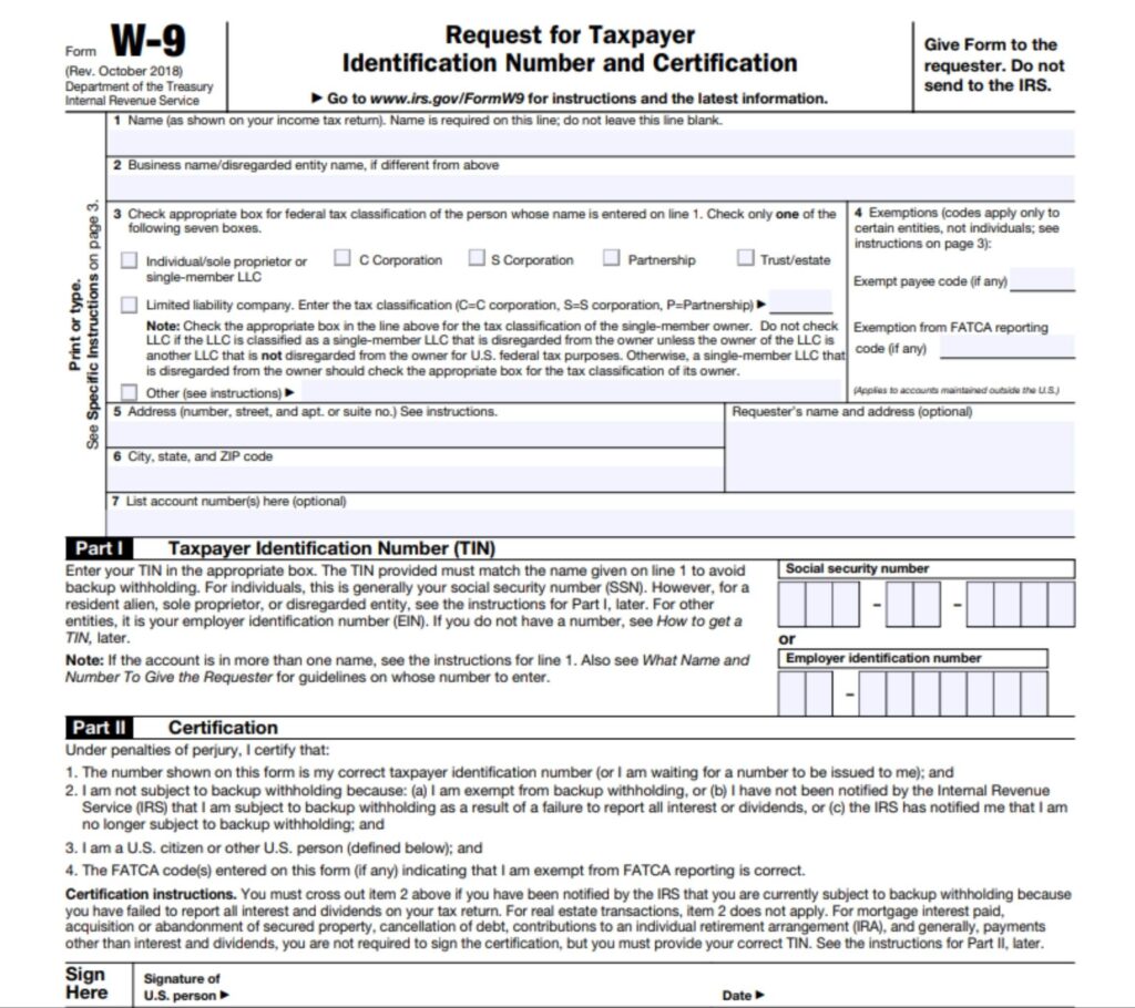 Qui n Debe Completar El Formulario W 9 Del IRS