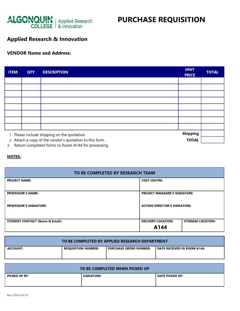 Requisition Form Template