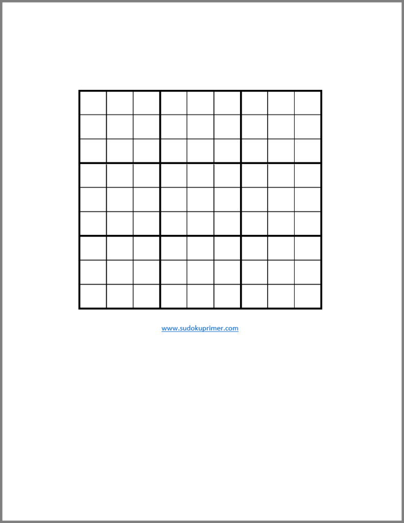 Sudoku Printable Blank Grids