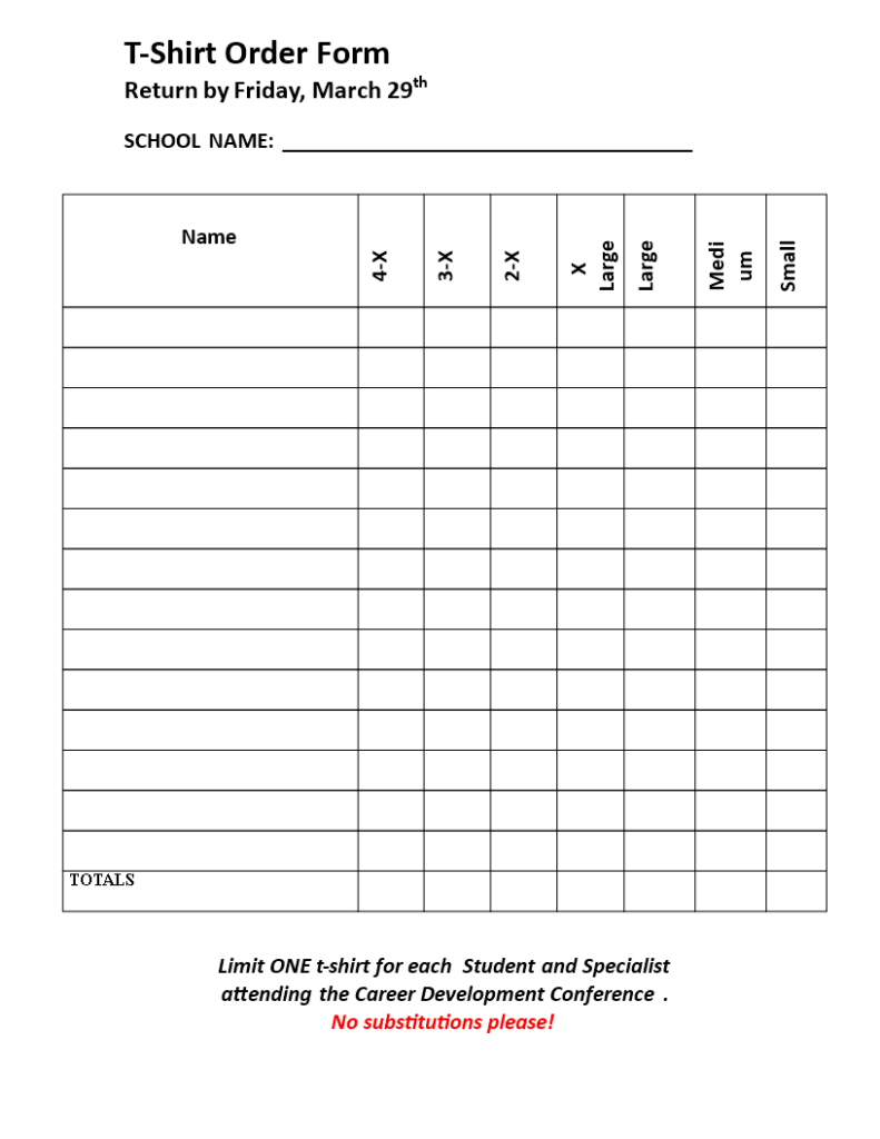 Tee Shirt Order Form Template Word