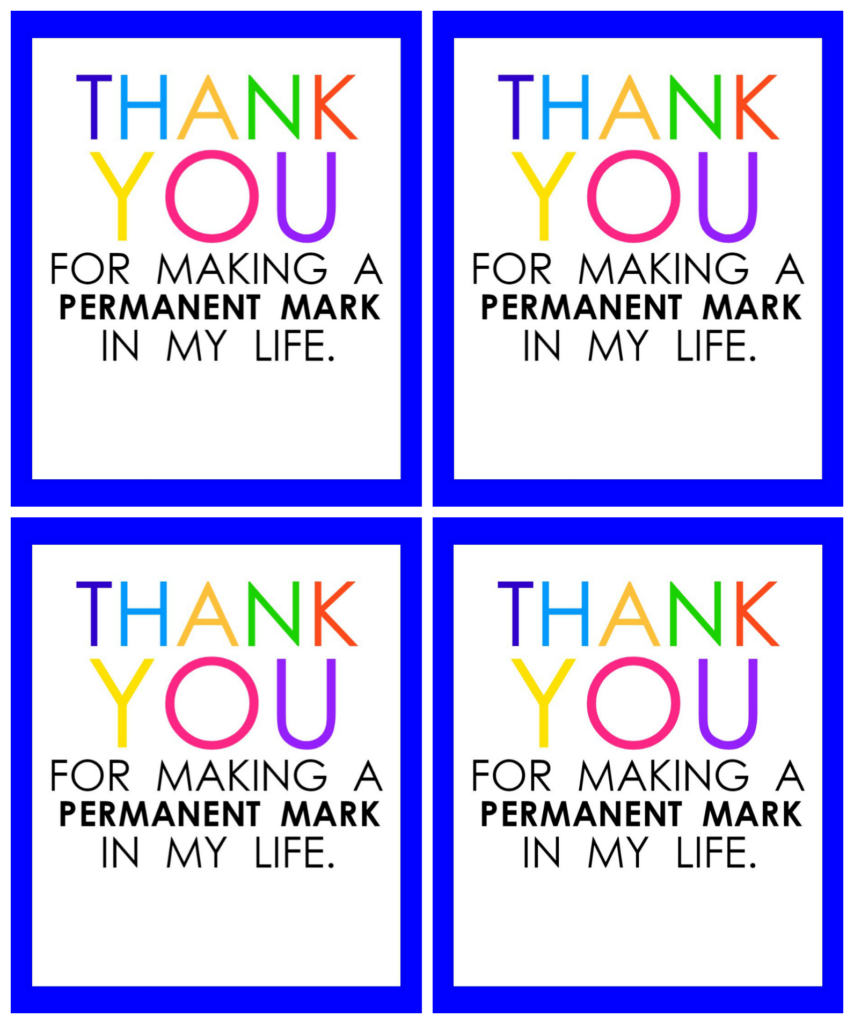 Thank You Teacher Gift Tags Printable Free