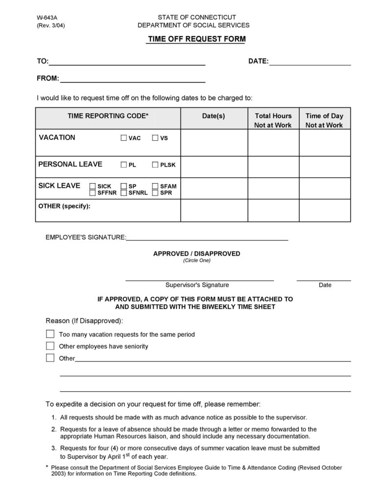 Time Off Request Policy Template