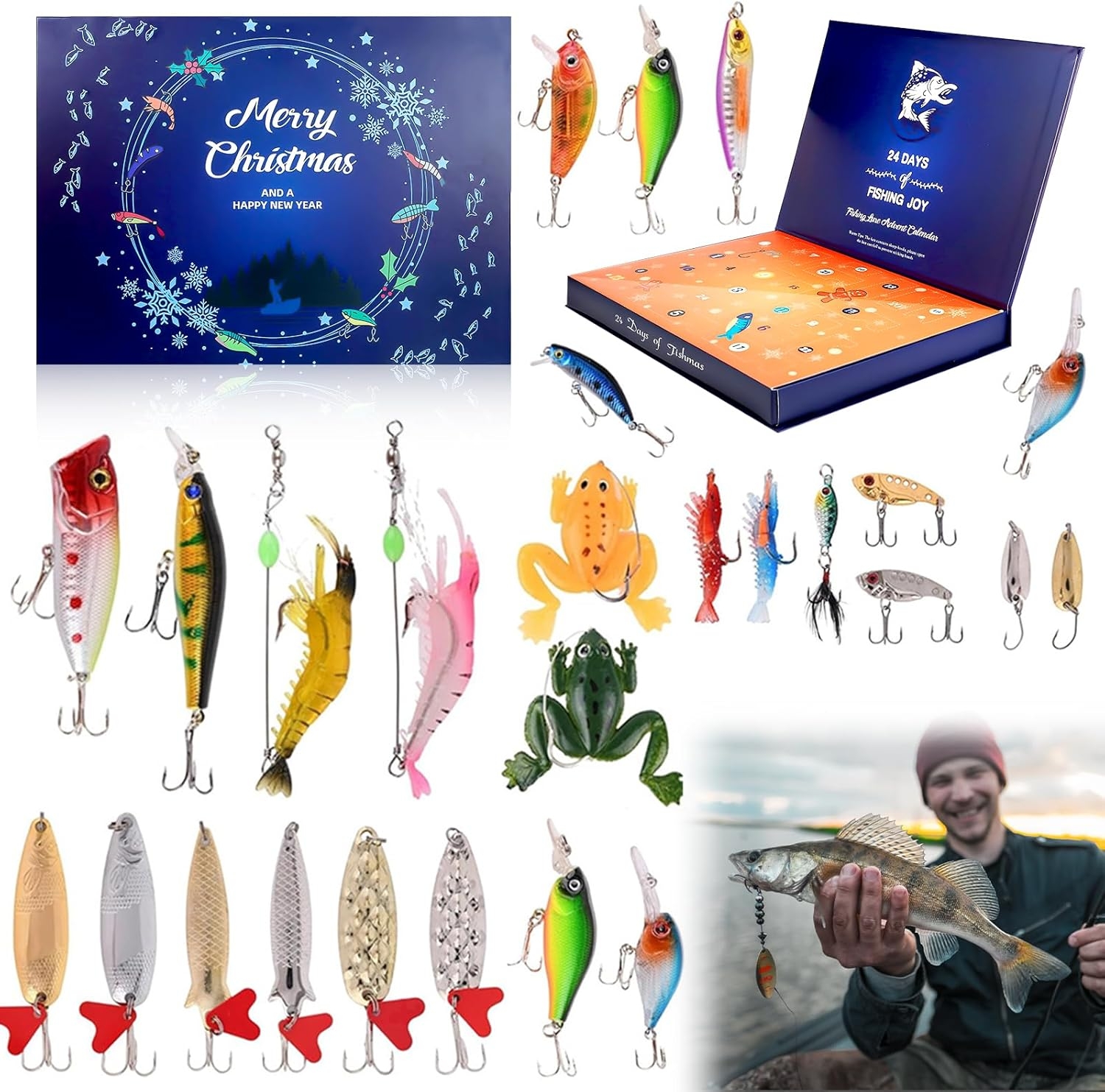 Amazon 2023 Christmas Advent Calendar Fishing Lures Set Fishing