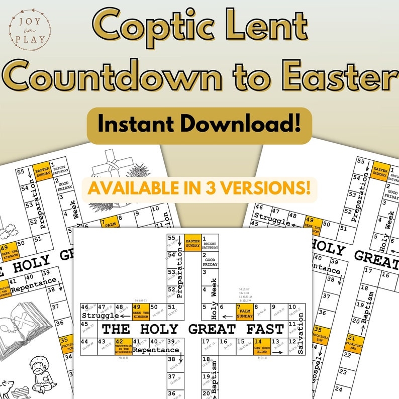 Coptic Orthodox Easter Lent Calendar Countdown Christian Holy Great 