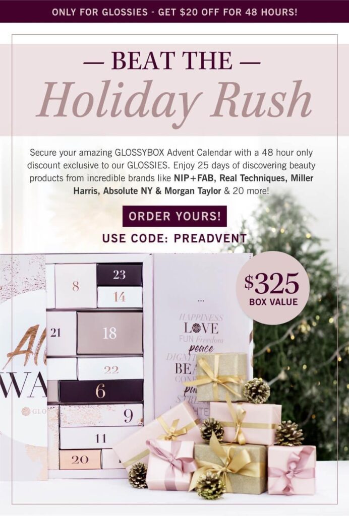 GLOSSYBOX Limited Edition Advent Calendar Now Available For Pre Order 